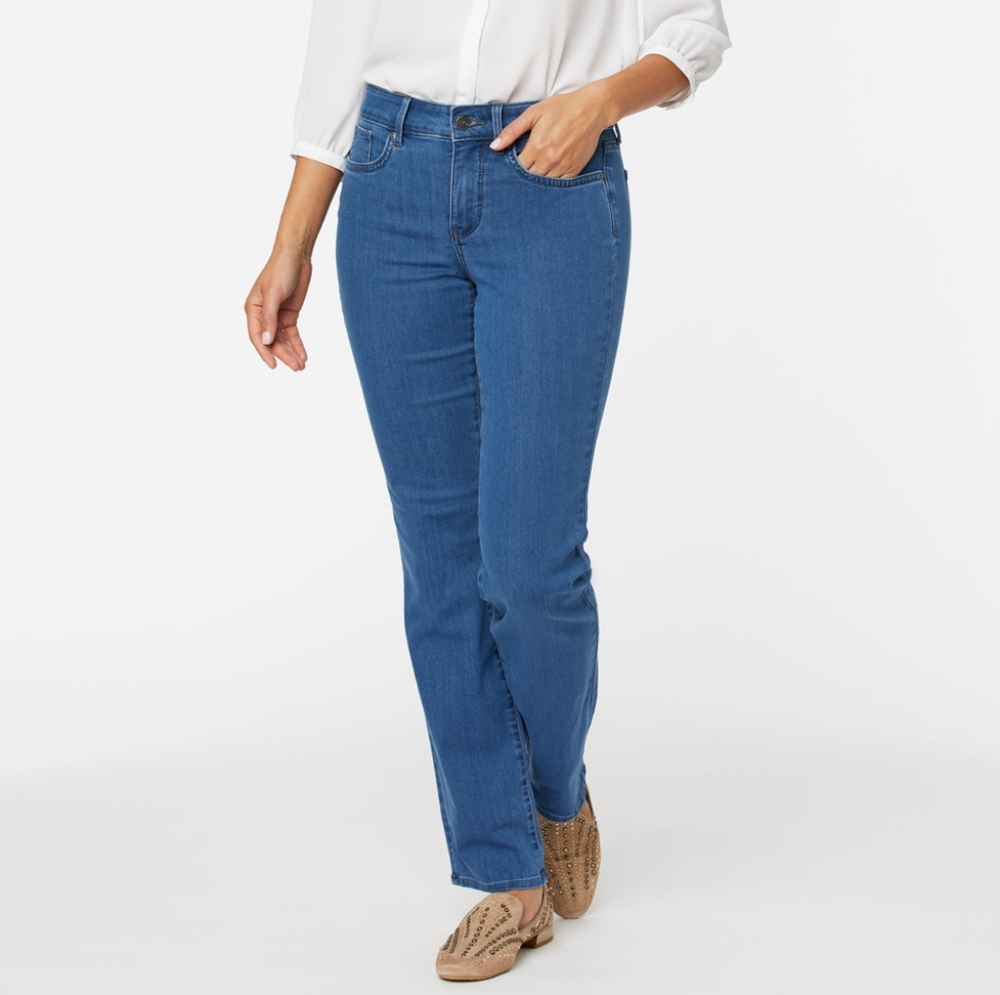 NYDJ High Rise Waist Whisker Marilyn Straight Jeans- Size:10